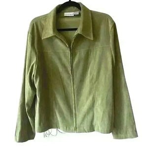 Women's Green Basic Jacket XL Lightweight Casual Zip-Up